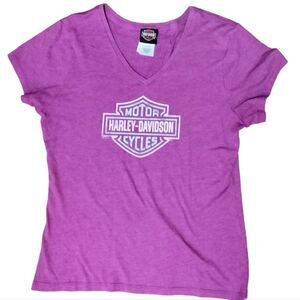 Harley Davidson Women's V Neck Tee Shirt Size XL Purple Daytona Beach, FL